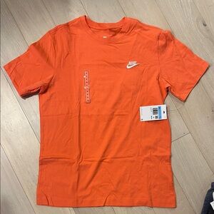 Nike Orange Short Sleeve Logo Tee with White Swoosh